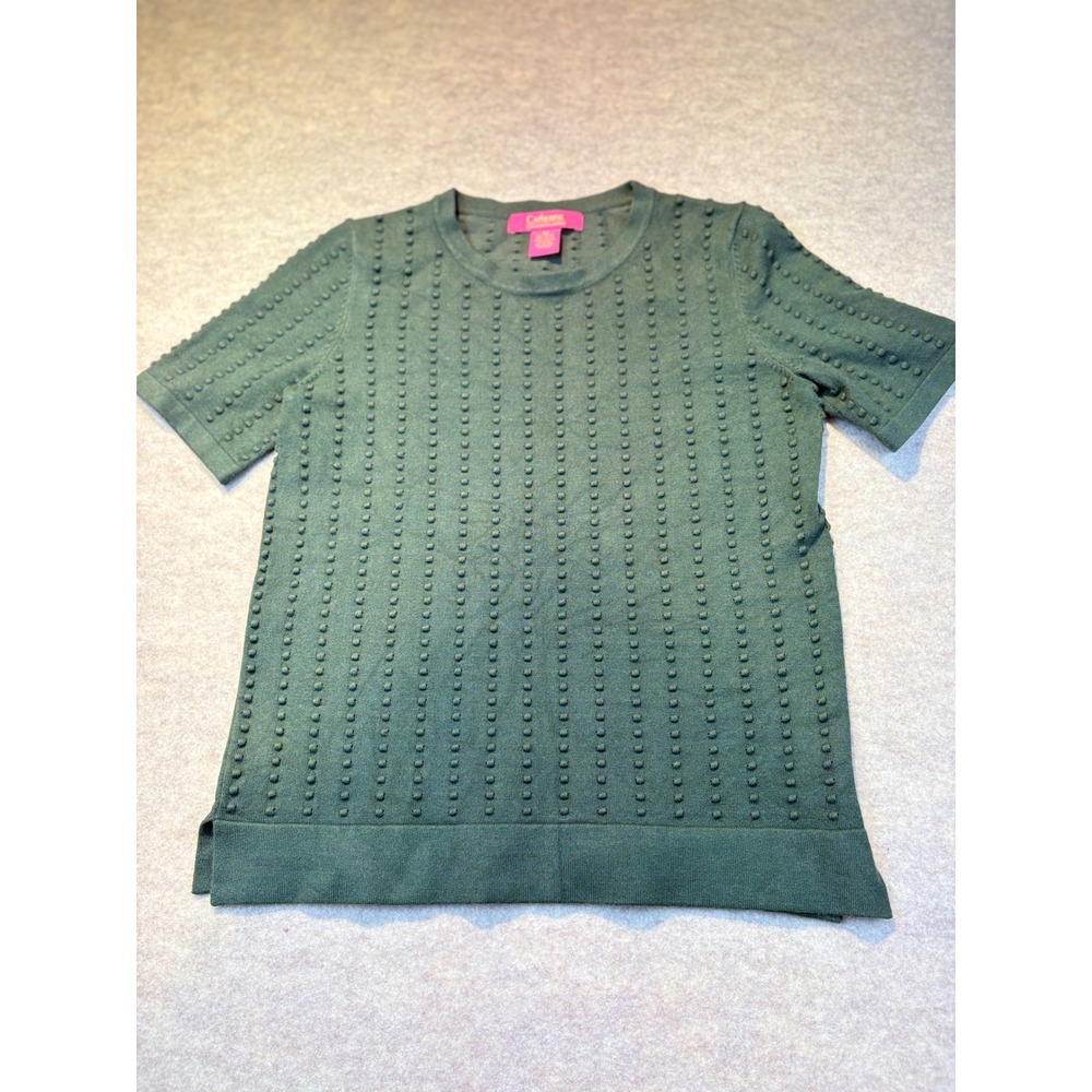 Catherine Malandrino Green Textured Bobble Knit Short Sleeve Top XS
